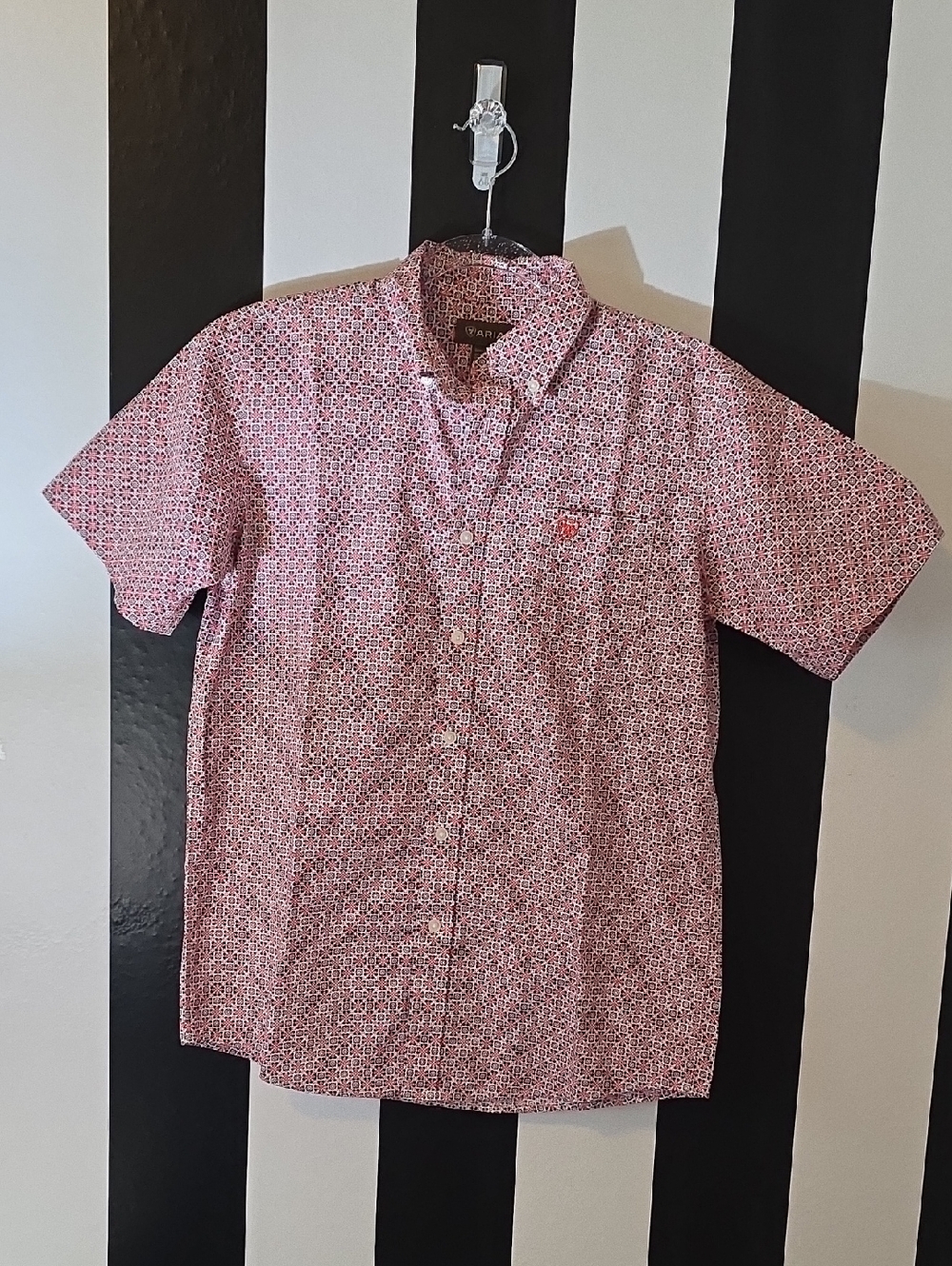Ariat Pink Short-Sleeve Button-Down Shirt with Micro Print